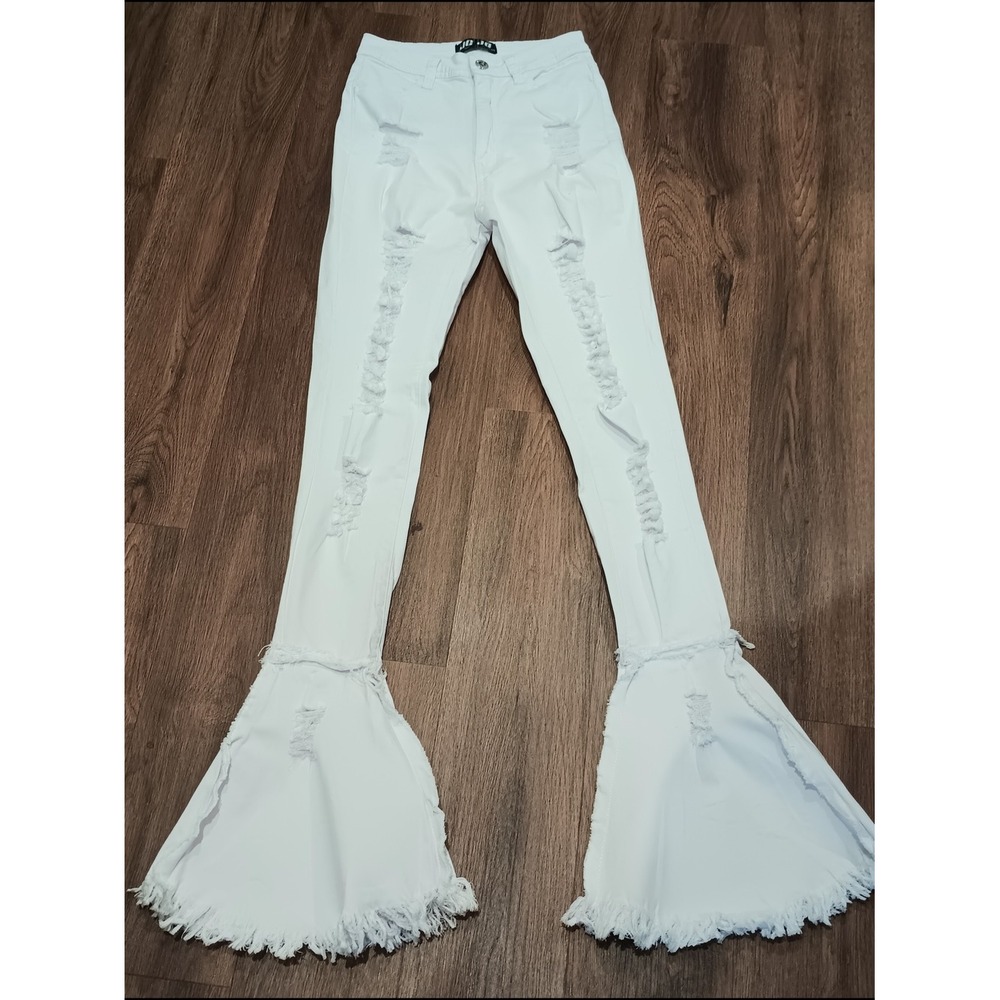 JCJQ White Distressed High-waisted Boho Hippie Grunge Fairy Size S Size S